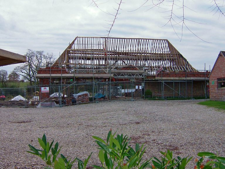 The listed barn undergoing reconstruction in 2008